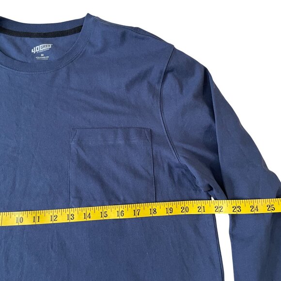 Duluth Trading 40 Grit T-Shirt Mens Size Medium Blue Long Sleeve Cotton Pocket T - Picture 2 of 5